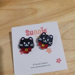 Adorable Black Cat Stud Earrings