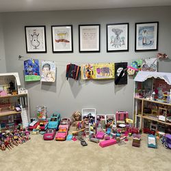 Barbies, Houses, And Accessories 