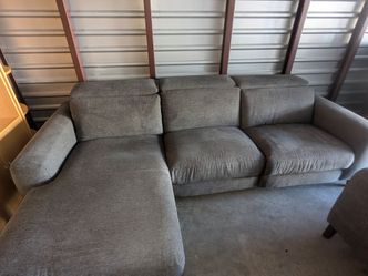 4pcs Gray Fabric Electric Sectional Sofa with Chaise and Power Recliner Chair