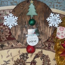 Handmade wooden wreath for Christmas