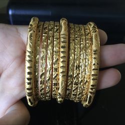 22k Gold Plated Bangles Size 2-6 7.5” Indian Bollywood Pakistani Jewellery 