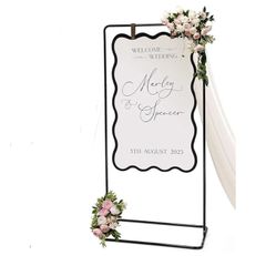 New Wedding Welcome Sign Stand, Welcome to our Wedding Sign Holder, Black Easel Stand for Sign Poster With Design Bundle & Ground Stakes & Leather Sig