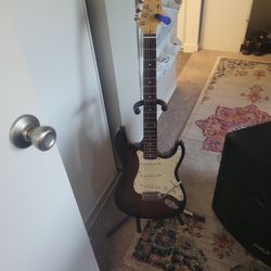 2 Electric Guitars   ONE POWERED  MIXER & 2  PYLE. SPEAKERS 