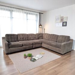 FREE DELIVERY 🚚 Like-New Brown Fabric Sectional