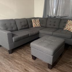 Grey Couch & Ottoman