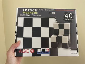 Intock Magnetic Blocks, 40 Pieces Set, 40 Pcs Magnetic Cubes, Black & White