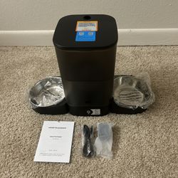 HoneyGuaridan Automatic Cat Feeder for Two Cats, 5G WiFi Smart Feed Pet Feeder with Stainless Steel 