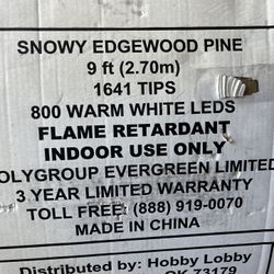 Hobby Lobby 9’ Snow Flocked L.E.D Pre Light Christmas Tree From 2024 FREE / Gratis