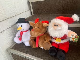 Christmas Plush Santa snowman and Reno