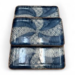 3 Vintage Japanese Arita ware porcelain dish with a blue-and-white design 9 3/8”x5 5/8”