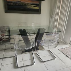 City Furniture Table And Ikea Clear Acrylic Ghost Chairs