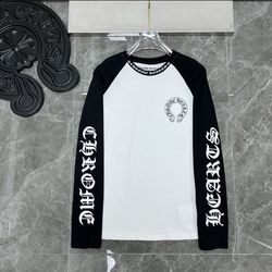 Chrome Hearts Men's Long Sleeve Graphic T-Shirt White Black M Cotton Jersey