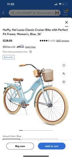 Huffy 56558P7 26 Womens Nel Lusso Cruiser Bike with Perfect Fit Frame Blue for Sale in Odessa TX OfferUp
