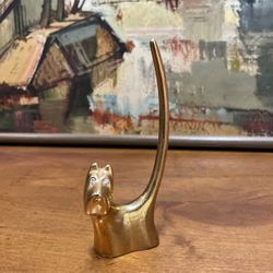 Vintage Brass Dog Ring Holder