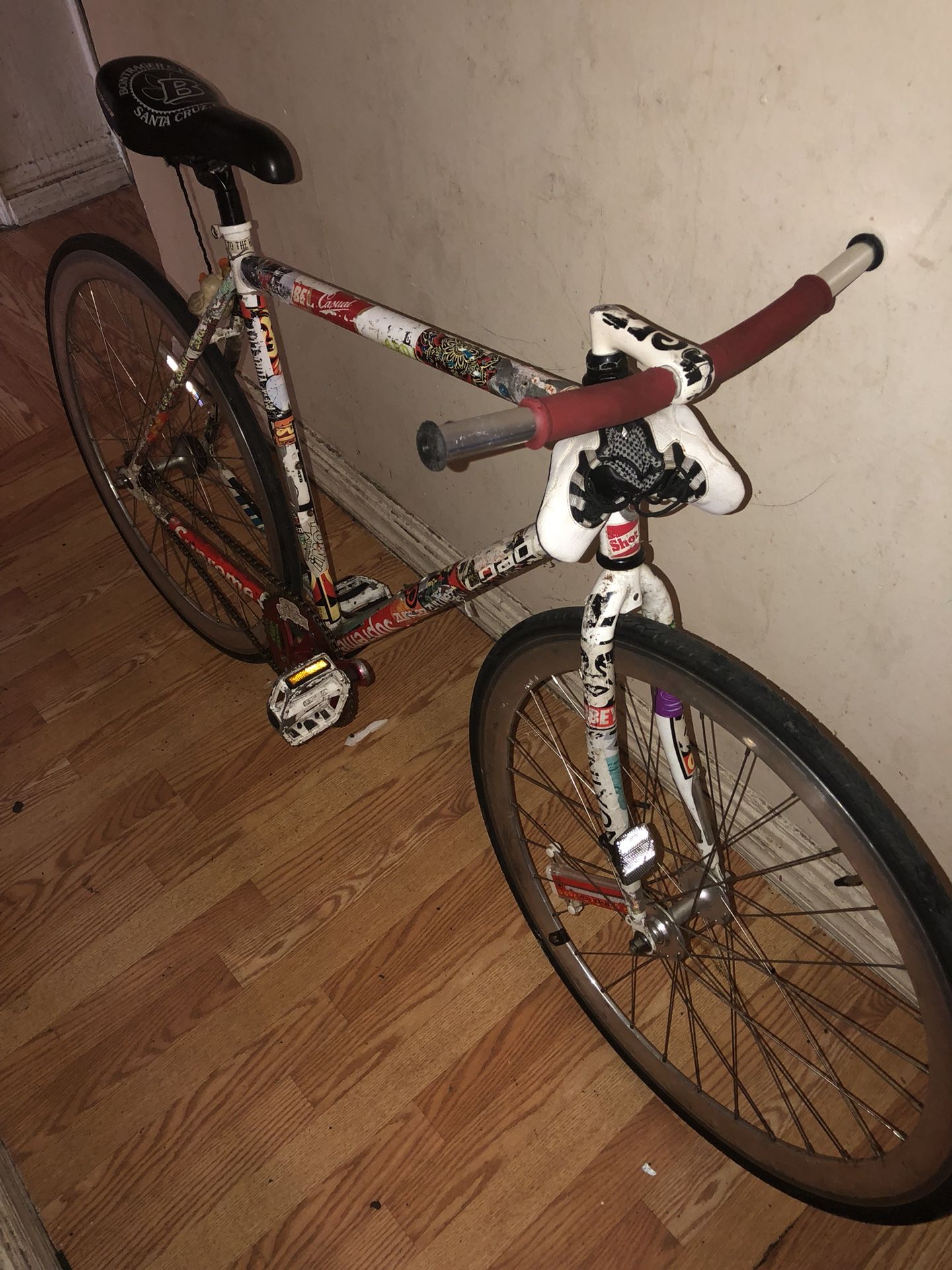 Sticker bomb fixie bike