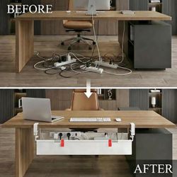 Under Desk Cable Management Tray – 36” Cord Organizer Kit