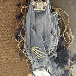 VTG Skeleton Skull Reaper Halloween Dangler Figure 22" Untested PARTS AS IS