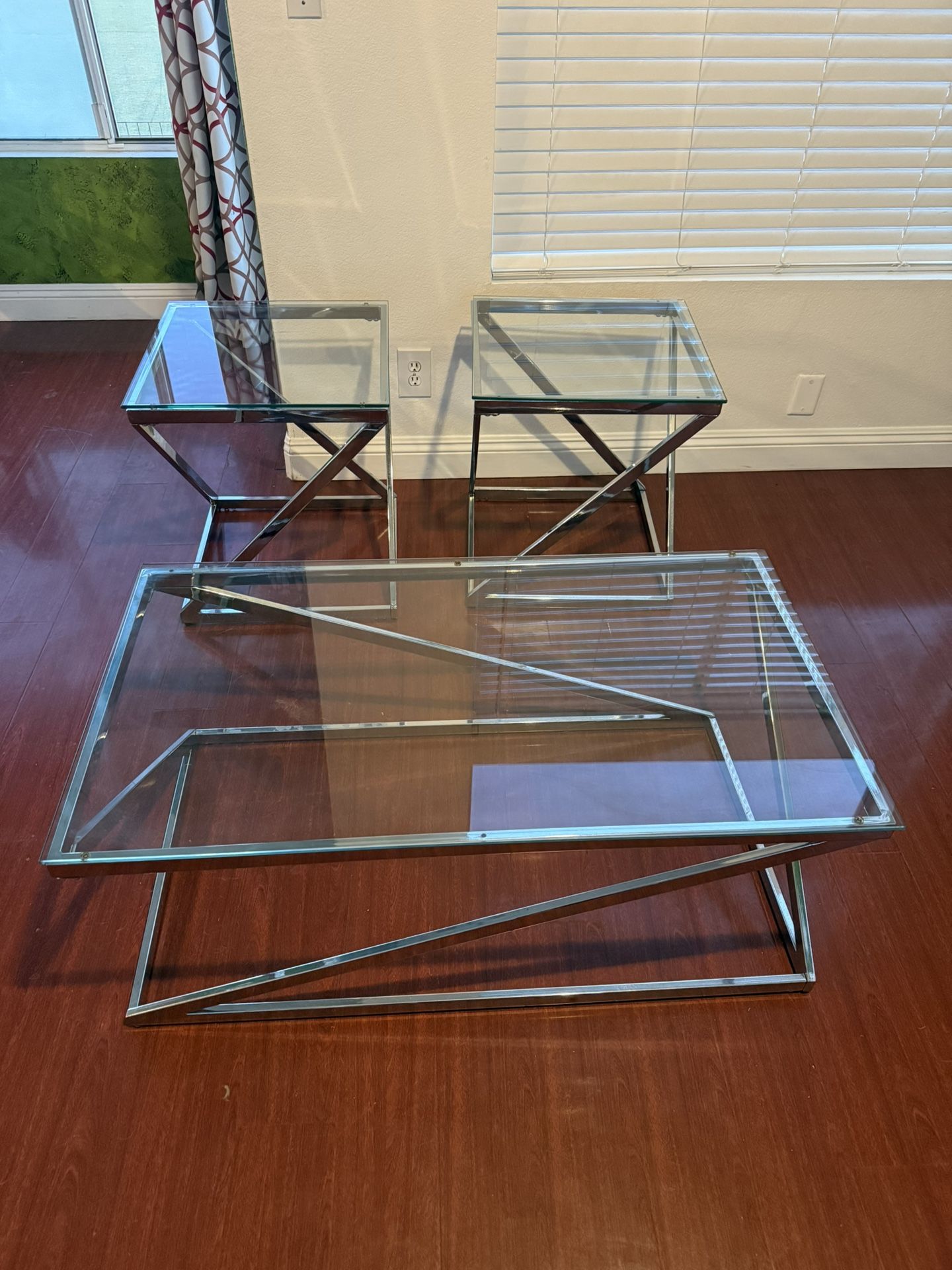 Glass Coffee Table And End Tables Chrome