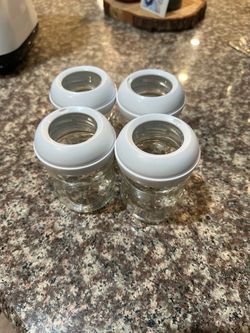 Set of 4 Glass Jars with White Lids