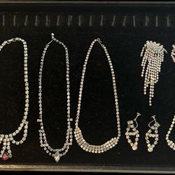 Vintage Silver And Rhinestone Jewelry 