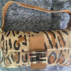 Fendi Pony Style Calfskin Brown Leopard Print Handbag