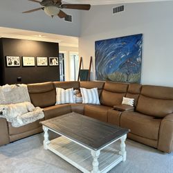 6 PCS Leather Coach with Heat and Massage 