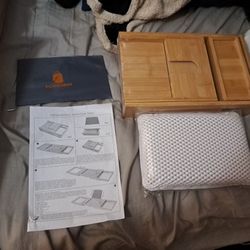 Powerbuy Bamboo Adjustable BathTray With Bath Pillow And Accessories 