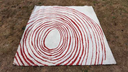 Modern Rug Red/White 78" x 80"
