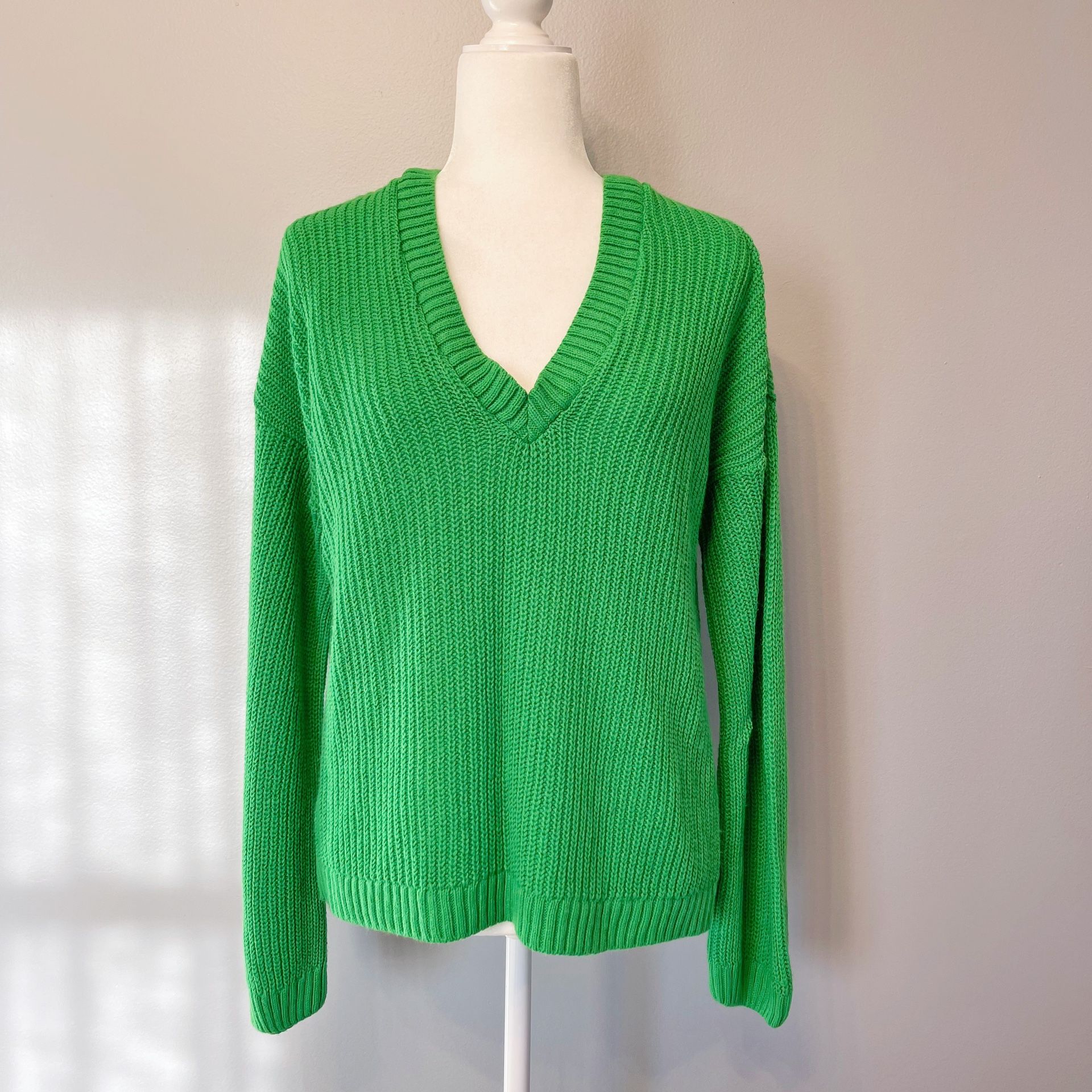 ASOS Green V Neck Oversized Sweater, Size 2