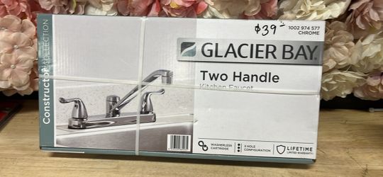 Glacier Bay Constructor Double Handle Standard Kitchen Faucet in Chrome