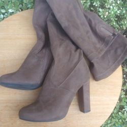 Womens Brown Suede Knee-High Boots