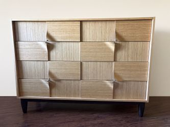 Mid-Century Modern Bamboo 8 drawer dresser, Sculpted Wave Fronts