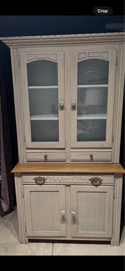 2 Piece Painted Wood Hutch Cabinet