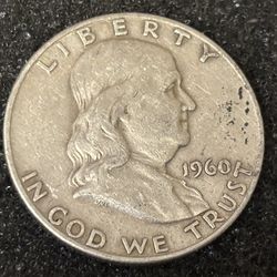 50 cents 1960. Vintage coin USA. Ag. 0.900
