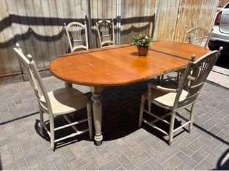 Solid Wood Expandable Dining Table + 6 Chairs