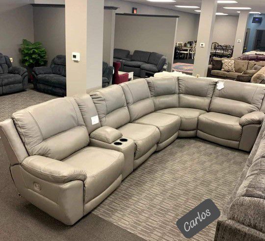 $49 Down Payment Ashley Power Reclining Sectional Sofa Couch Gray  Dunleith 