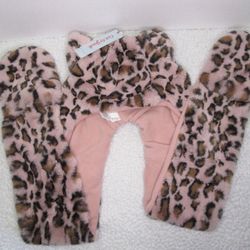 Cat & Jack Pink Leopard Cozy Hooded Scarf