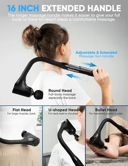 Deep Tissue Back Massager Deep Tissue with Extended Handle, 12MM Percussion Less-Shock Neck/Foot/Leg/Shoulder Massager