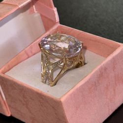 Vintage Amethyst  Diamond Ring-  14k Gold