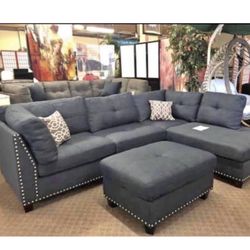 Sectional With Ottoman In Stock For Immediate Delivery 