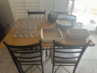 Kitchen Table, Pampered Chef, and Dishes