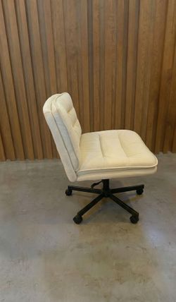 Brand New Staged Furniture -Pearl White Velvet Office Chair – Adjustable