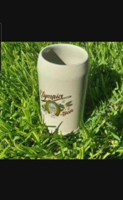 1970s Olympia Beer Stein Ceramic  Mug  Vintage Collectible  Shed