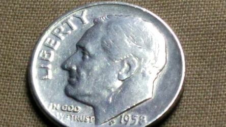 1958D silver dime DD