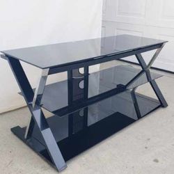 TV Stand With Smoked Glass Shelves 