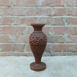 Vintage Hand Carved Wood Vase 