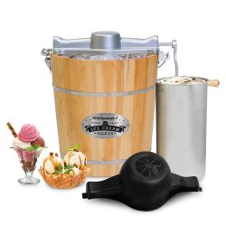 Brand New Elite Gourmet 4Qt Old Fashioned Pine Bucket Ice Cream Maker – $70