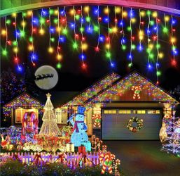1280 Led Icicle Christmas Lights Outdoor Decorations 131 FT 8 Modes Timer IP44 Waterproof Christmas String Lights Changing LED Curtain Fairy Lights fo