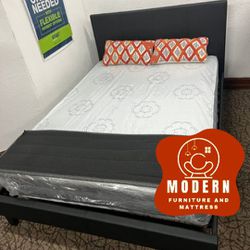 BED FRAME FULL SIZE WITH MATTRESS 