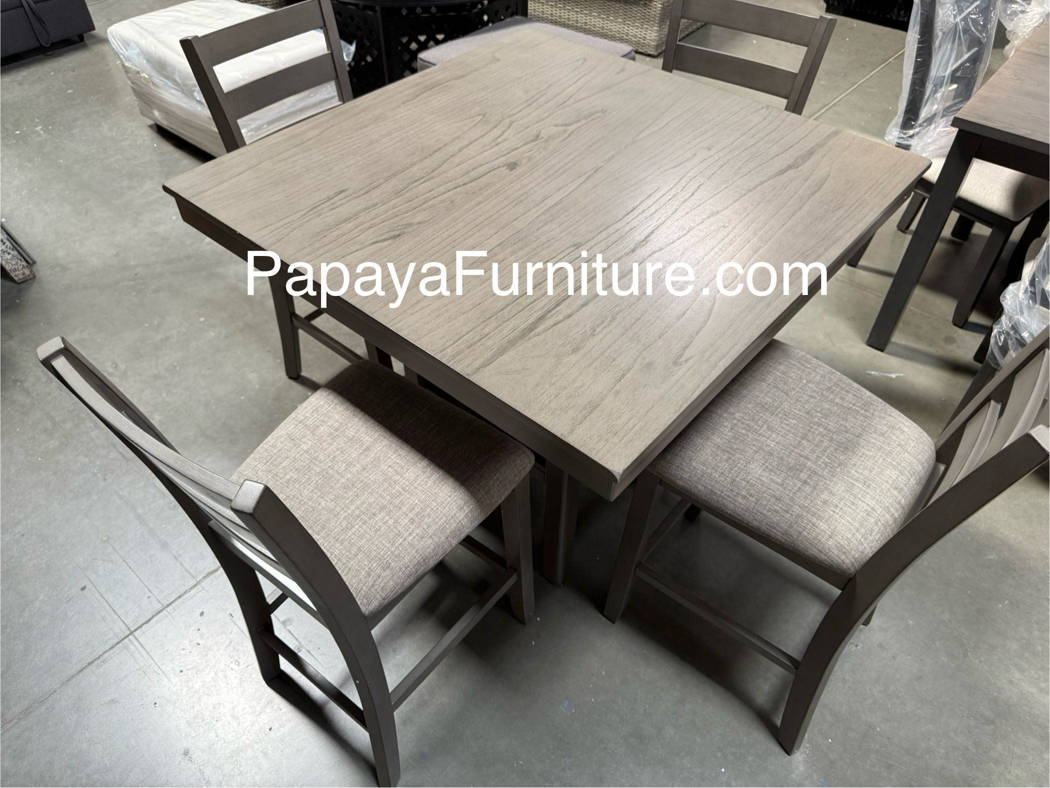 New! Counter Height Dining Set, 5pcs Table And Chairs, Dining Table, Chairs, Counter Height Chairs, Table, Grey Dining Set, Casual Table, Dinette Set 